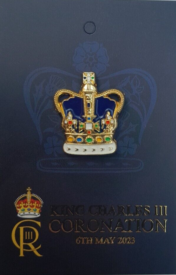 HM KING CHARLES III ST EDWARDS CROWN ENAMEL PIN CORONATION 2023 HM KING CHARLES III ST EDWARDS CROWN ENAMEL PIN CORONATION 2023