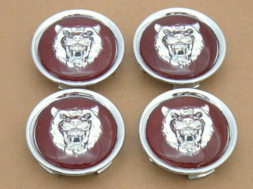 NEW JAGUAR WHEEL EMBLEM BADGE SET OF 4pcs SILVER HEAD RED BACKGROUND MNA6249EA NEW JAGUAR WHEEL EMBLEM BADGE SET OF 4pcs SILVER HEAD RED BACKGROUND MNA6249EA