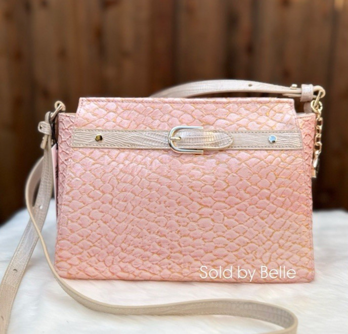 NWT Brahmin Hillary Pink Novella Snake Lizard Scale $315