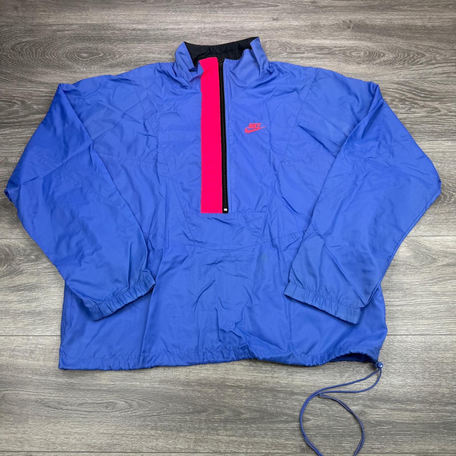 Vintage Nike Windbreaker Jacket Mens Large Blue Pink 1/2 Zip Pullover Anorak 90s