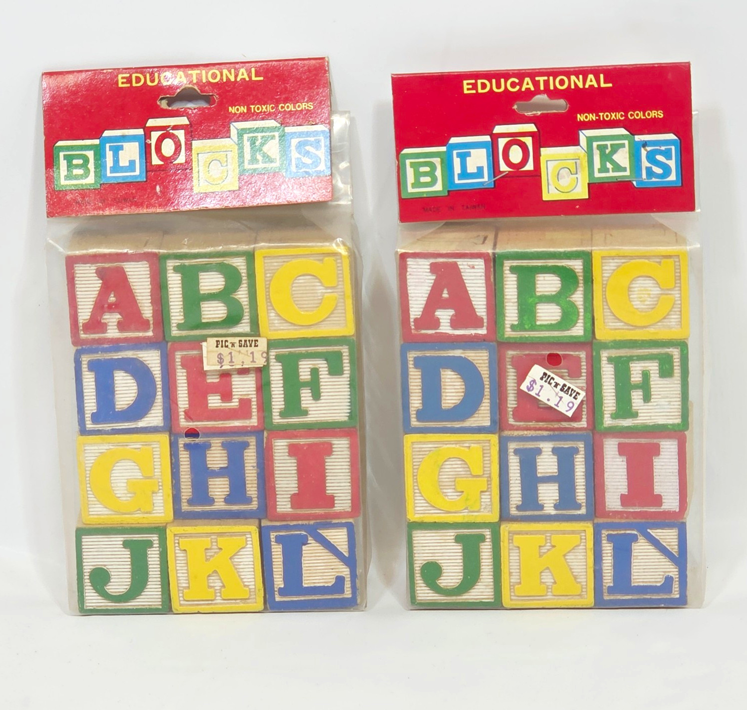 Vintage Wooden Alphabet Blocks 2 Sealed Packs NOS Educational Learning Toy 24 Pc