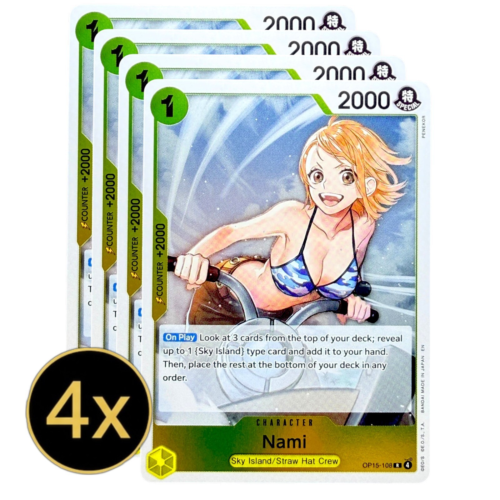 4x Nami OP15-EB04 One Piece Foil Playset NM #OP15-108