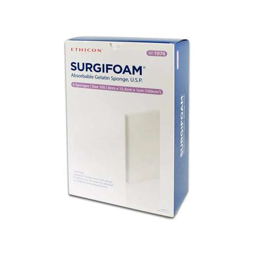 Surgifoam Absorbable Hemostatic Gelatin Sponge, 8x12.25x1 cm, 6/Box
