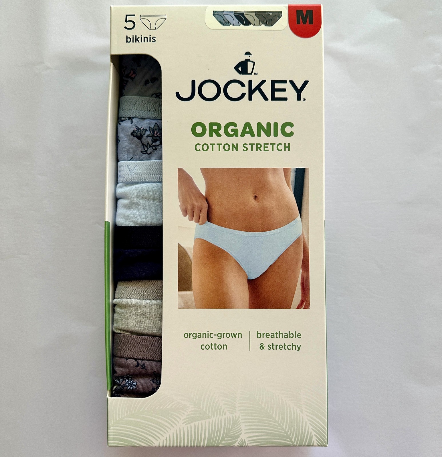 Jockey Women's Organic Cotton Stretch Bikini 5-Pack, Blue Jockey Women's Organic Cotton Stretch Bikini 5-Pack, Blue