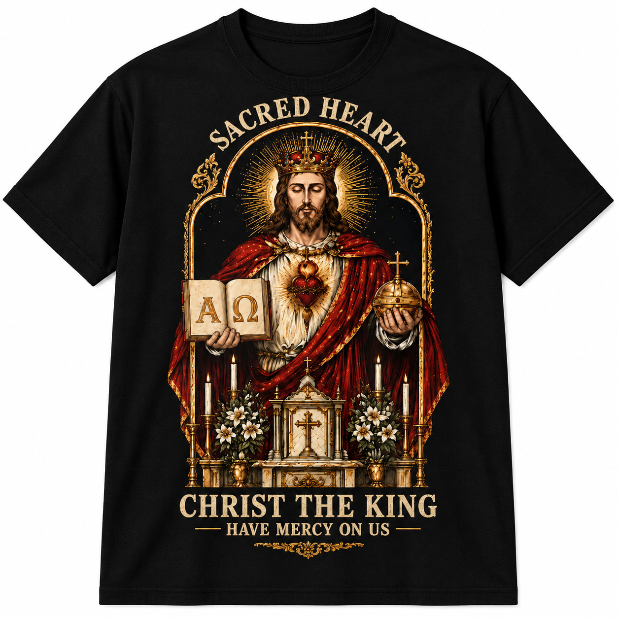 Sacred Heart Jesus Shirt Christ the King Catholic Christian Religious Graphic Te