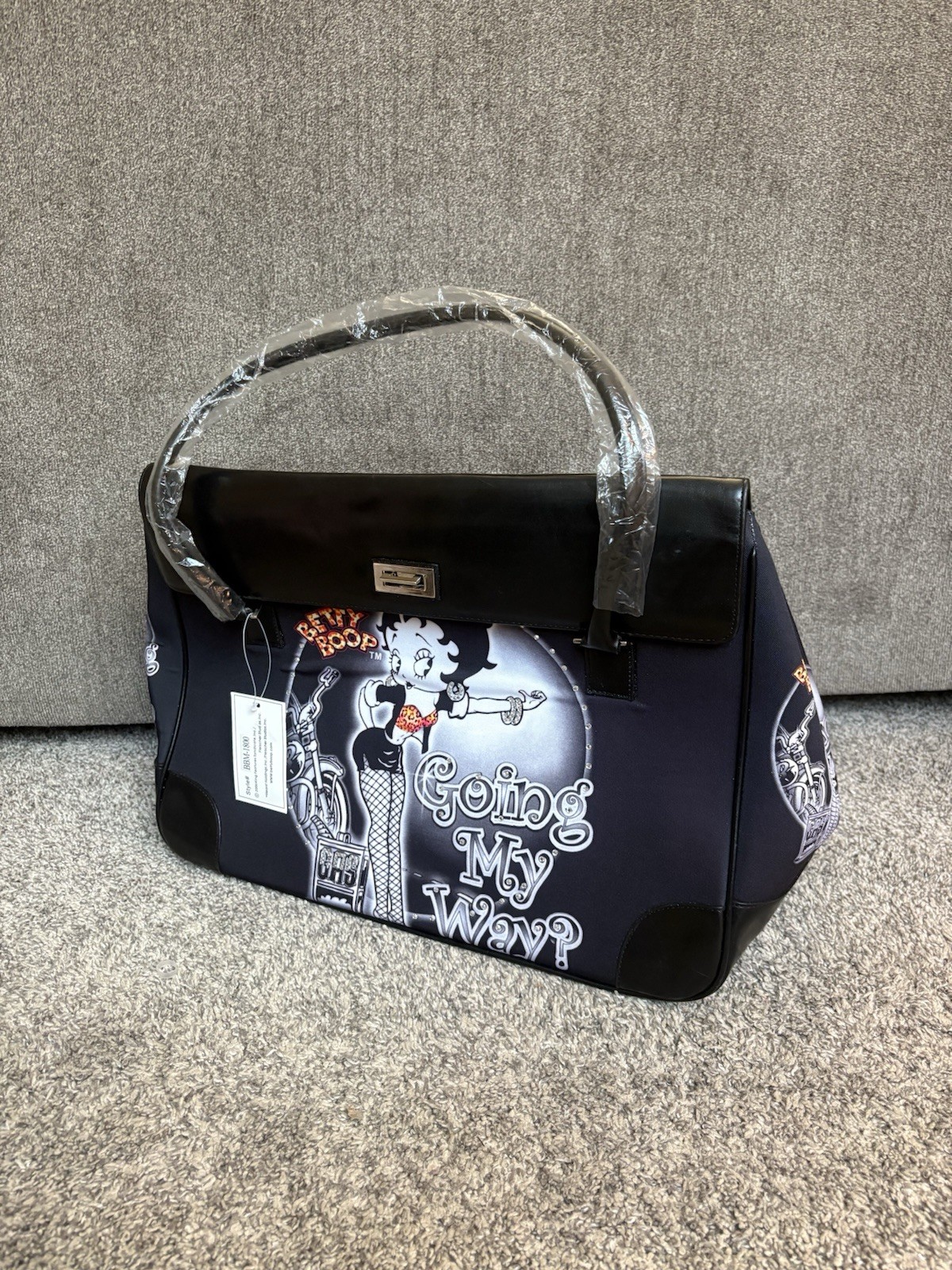 Betty Boop Going My Way Large Travel Tote Handbag Rhinestone NWT Vintage 2006