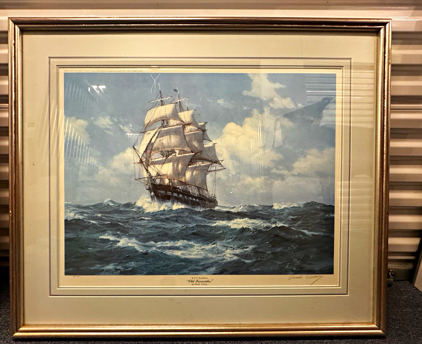 Charles Vickery Signed 1987 Framed Matted Print Old Ironsides Charles Vickery Signed 1987 Framed Matted Print Old Ironsides