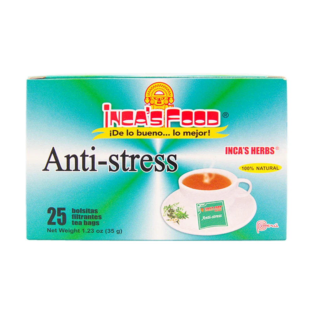 Inca\'s  Food. Anti-stress   Tea 25  Bags Pack X 2 Cajas Peruvian
