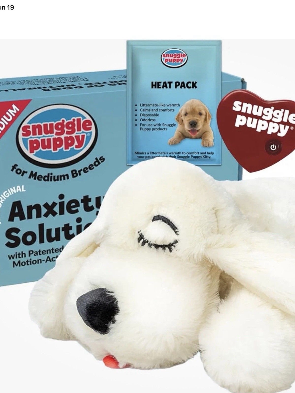 Snuggle Puppy Real-Feel Heartbeat Anxiety Solution Plush Puppy Cream/White Snuggle Puppy Real-Feel Heartbeat Anxiety Solution Plush Puppy Cream/White