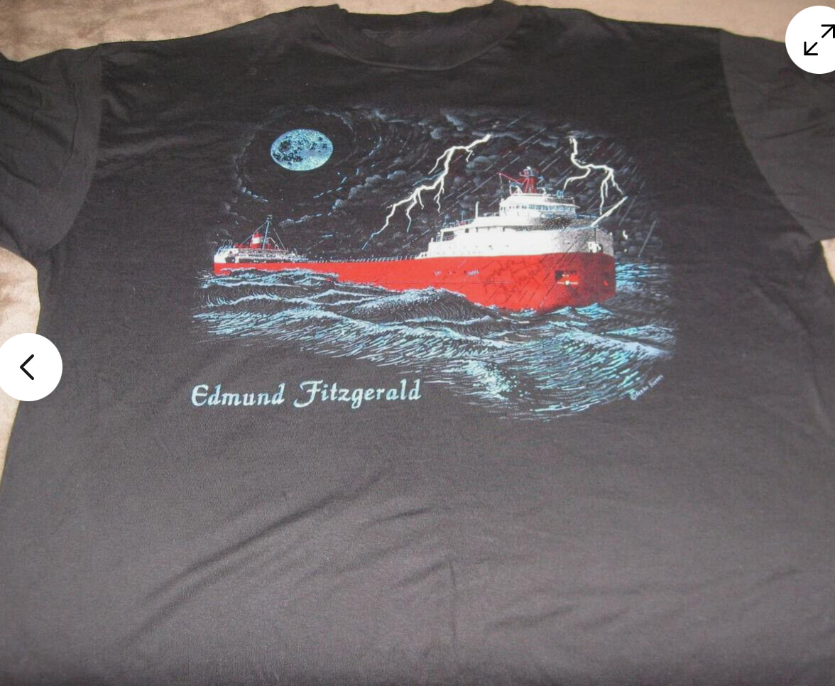 VTG Edmund Fitzgerald GORDON LIGHTFOOT Shirt Classic Black Unisex S-5XL VTG Edmund Fitzgerald GORDON LIGHTFOOT Shirt Classic Black Unisex S-5XL