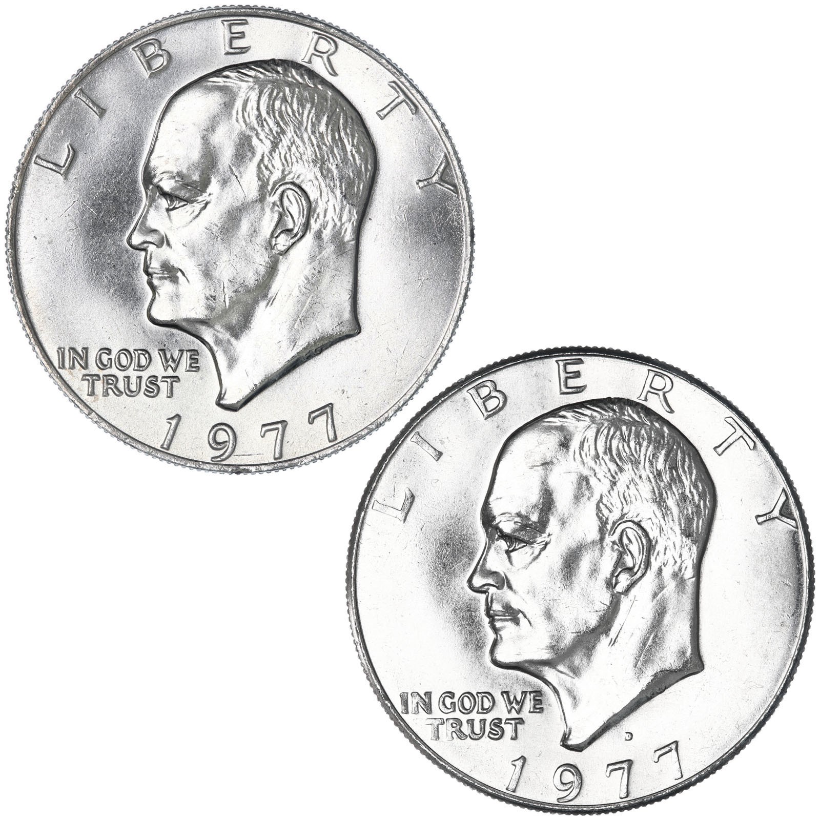 1977 P D Eisenhower BU Ike Dollar 2 Coin Set 1977 P D Eisenhower BU Ike Dollar 2 Coin Set
