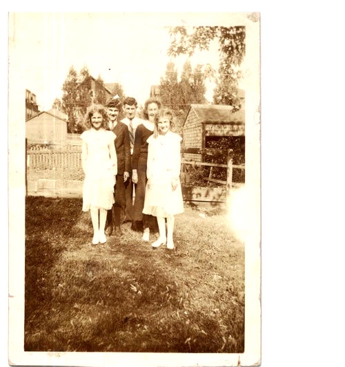 c1930\'s Mother with Children in Yard - Original Photo Snapshot - Massachusetts c1930\'s Mother with Children in Yard - Original Photo Snapshot - Massachusetts