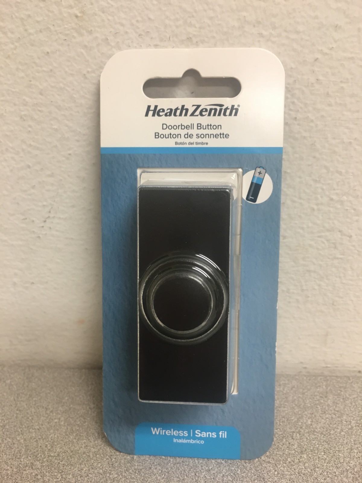 Heath Zenith Heath Zenith Satin Nickel Black Plastic Wireless Pushbutton Doorbel