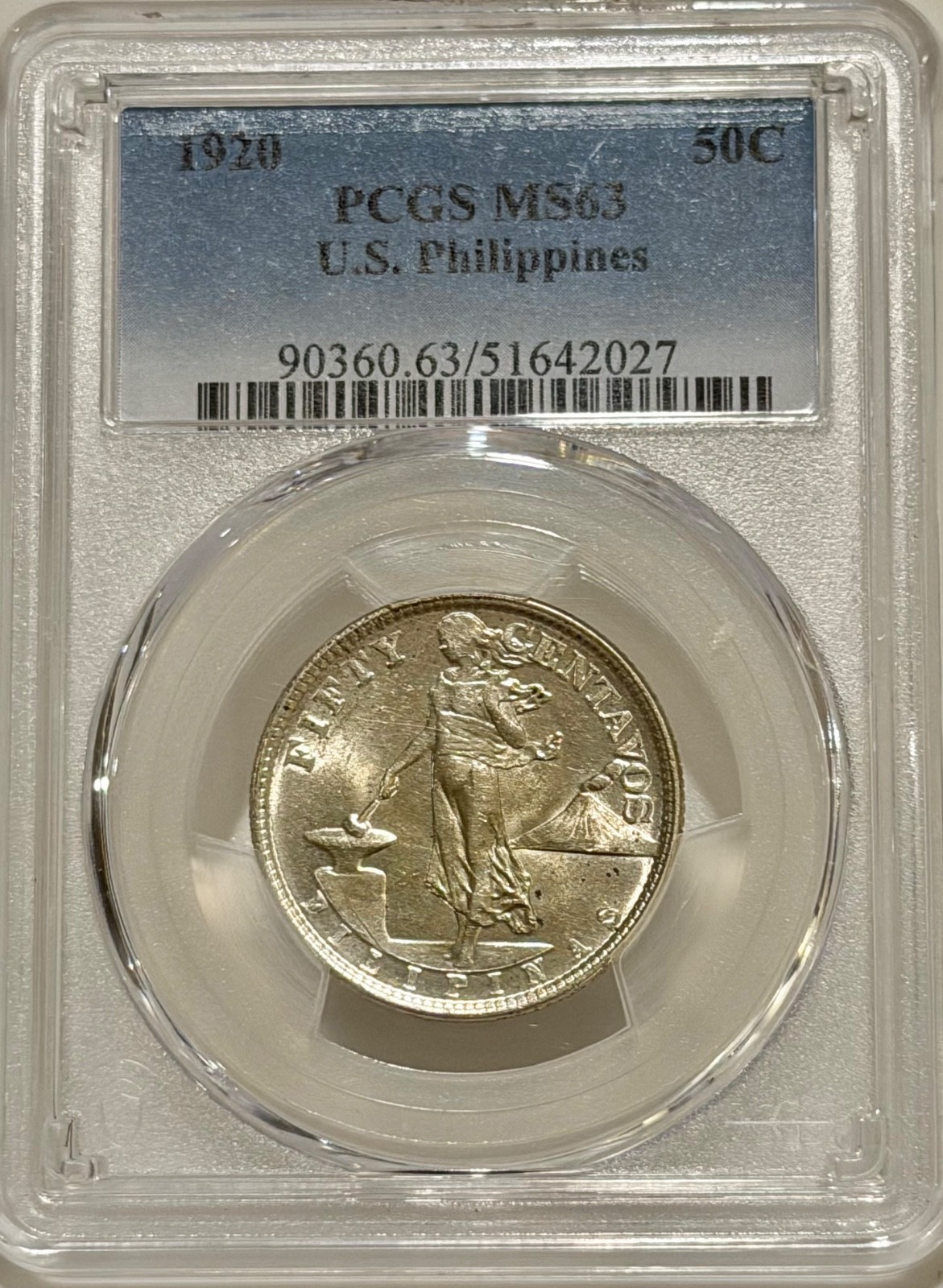 1920 P US Philippines Silver 50 Centavos PCGS MS63 Only 420k Minted