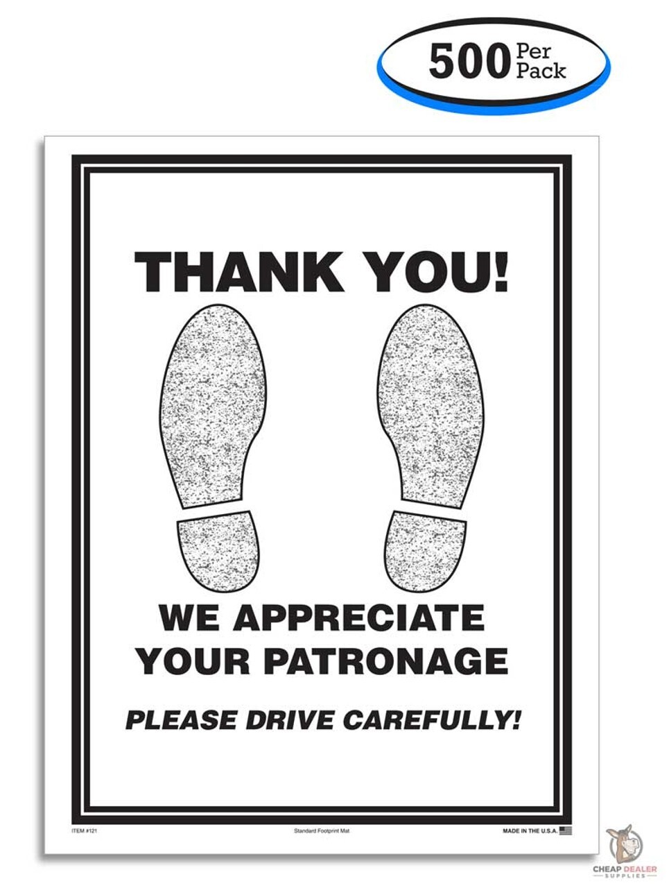 Footprint Paper Car Floor Mats (500 Per Box)