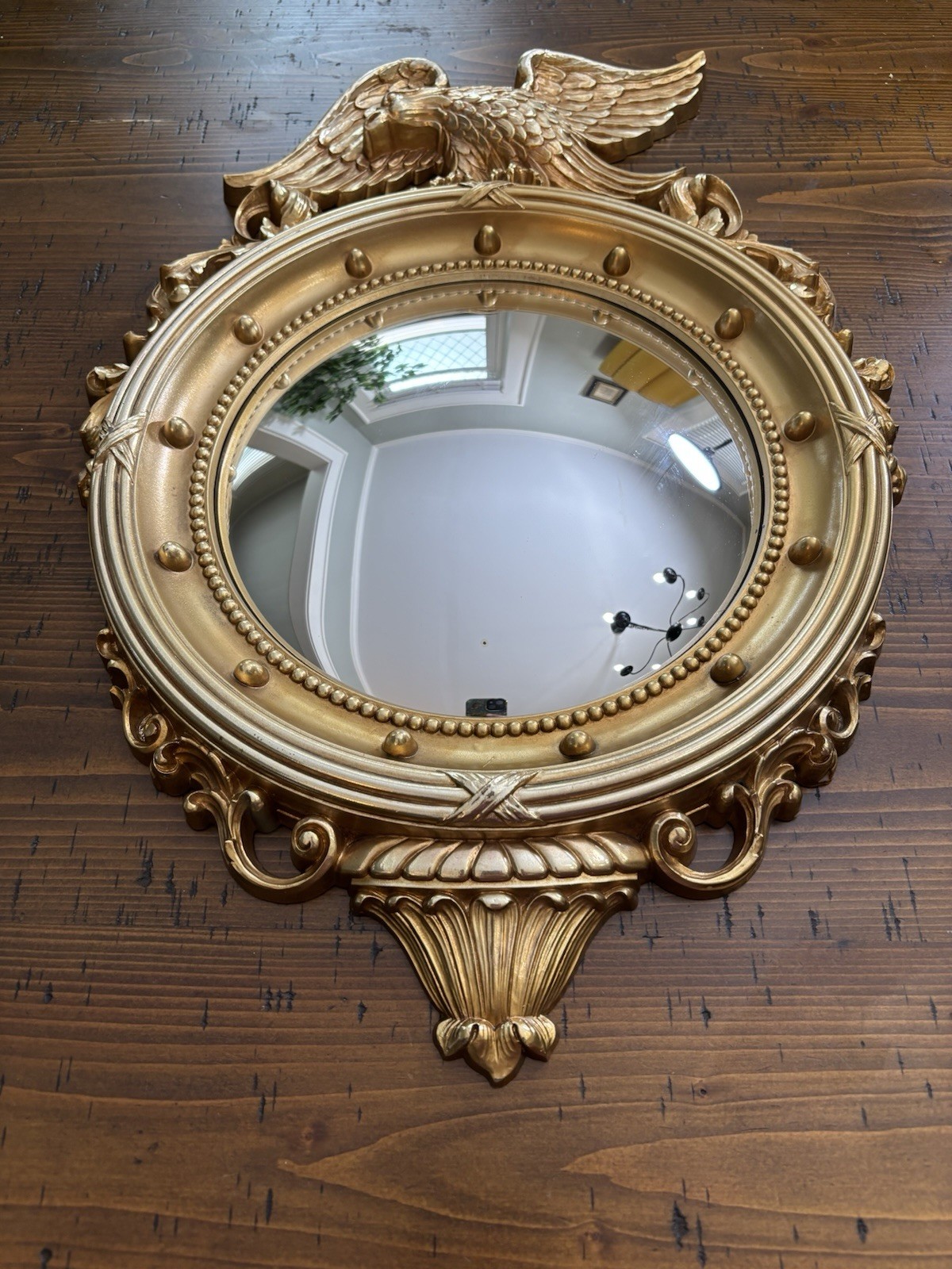 Vintage Syroco Gold Eagle Convex Wall Mirror Federal Regency Decor 4007