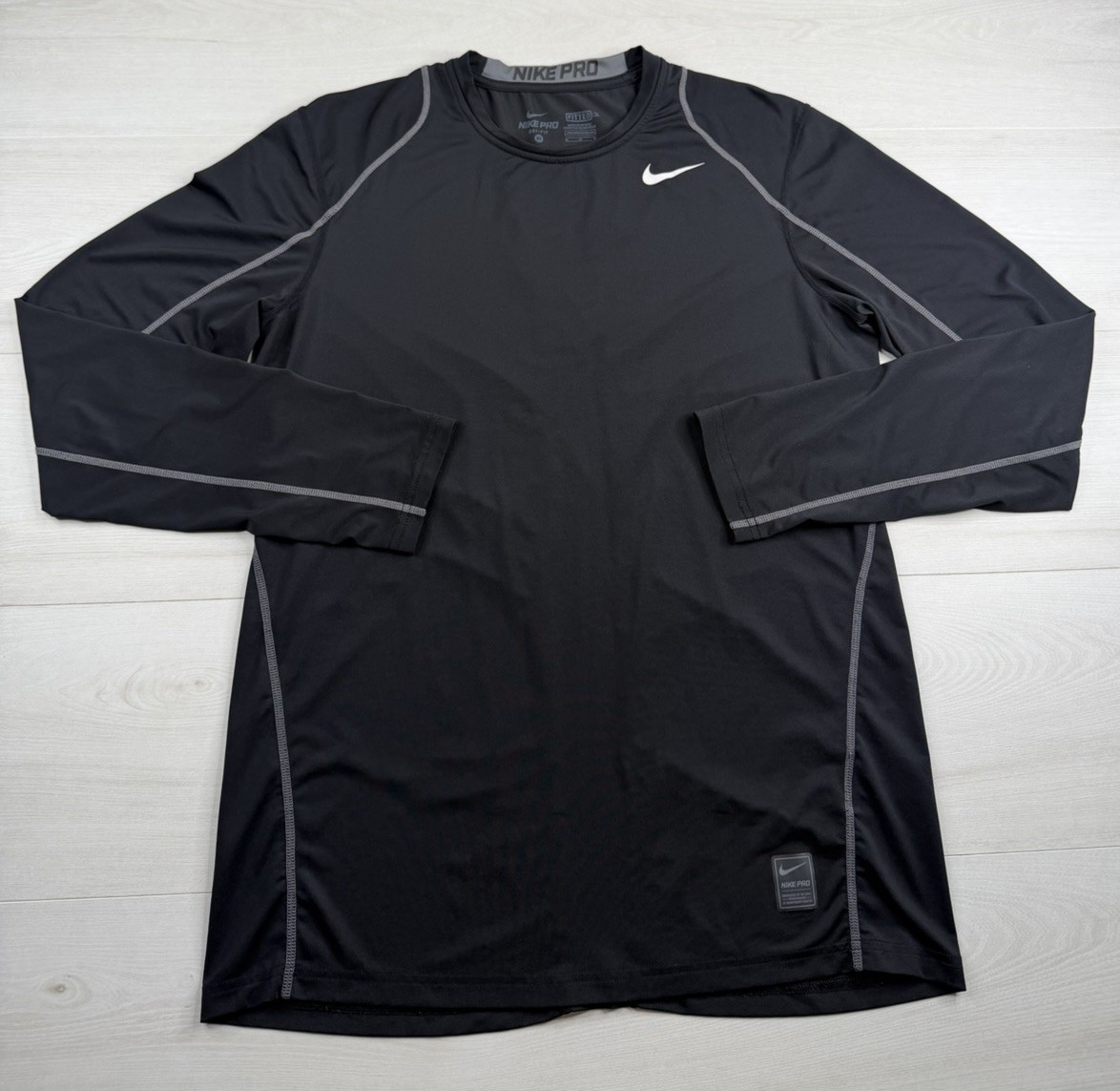 Nike Pro Combat DriFit Shirt Black Long Sleeve Fitted Compression Training Men M