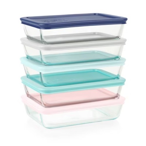 Pyrex 10pc Glass Meal Prep Set: Clear Glass Food Storage Containers