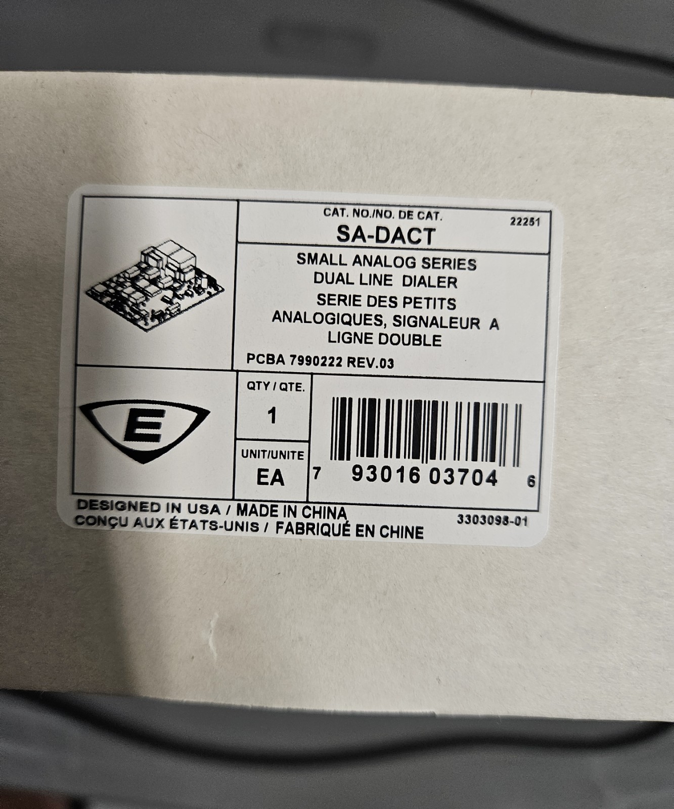 Edwards, Kidde, Vigilant SA-DACT Small Analog Series Dual Line Dialer.