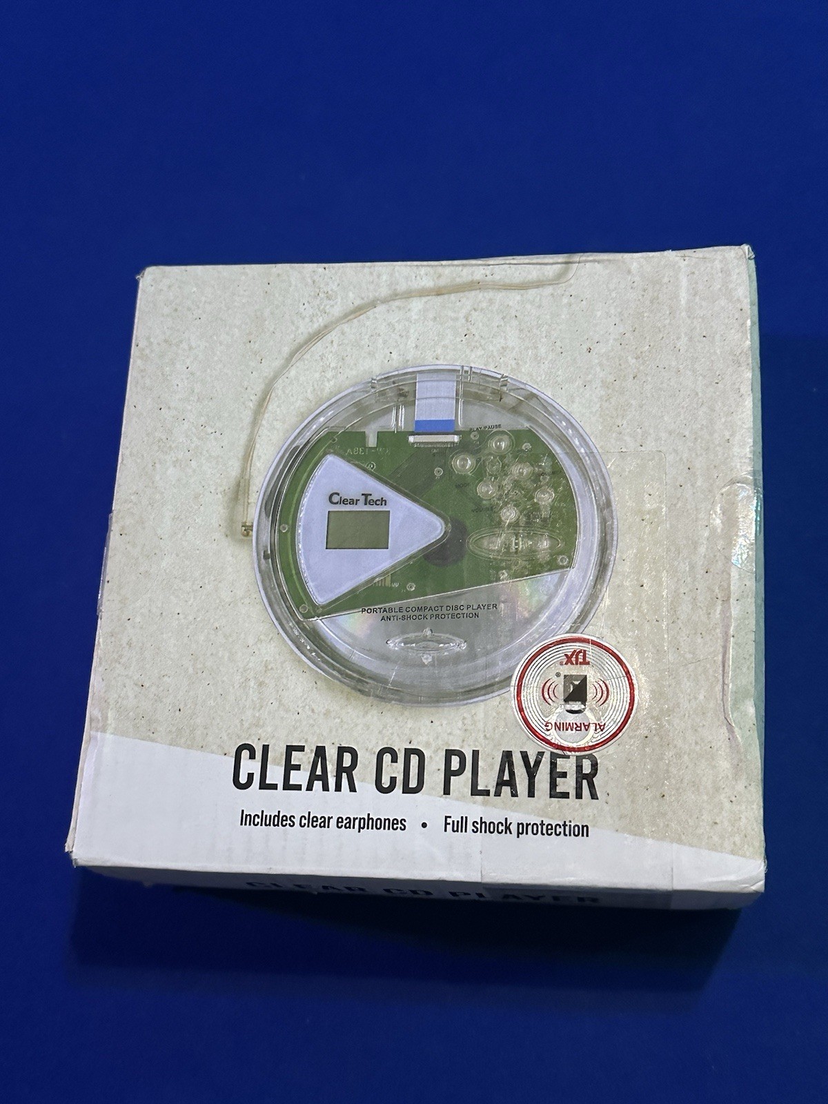 Clear Tech CD Player Clear/Green, Shock Protection with Clear Earphones (New )