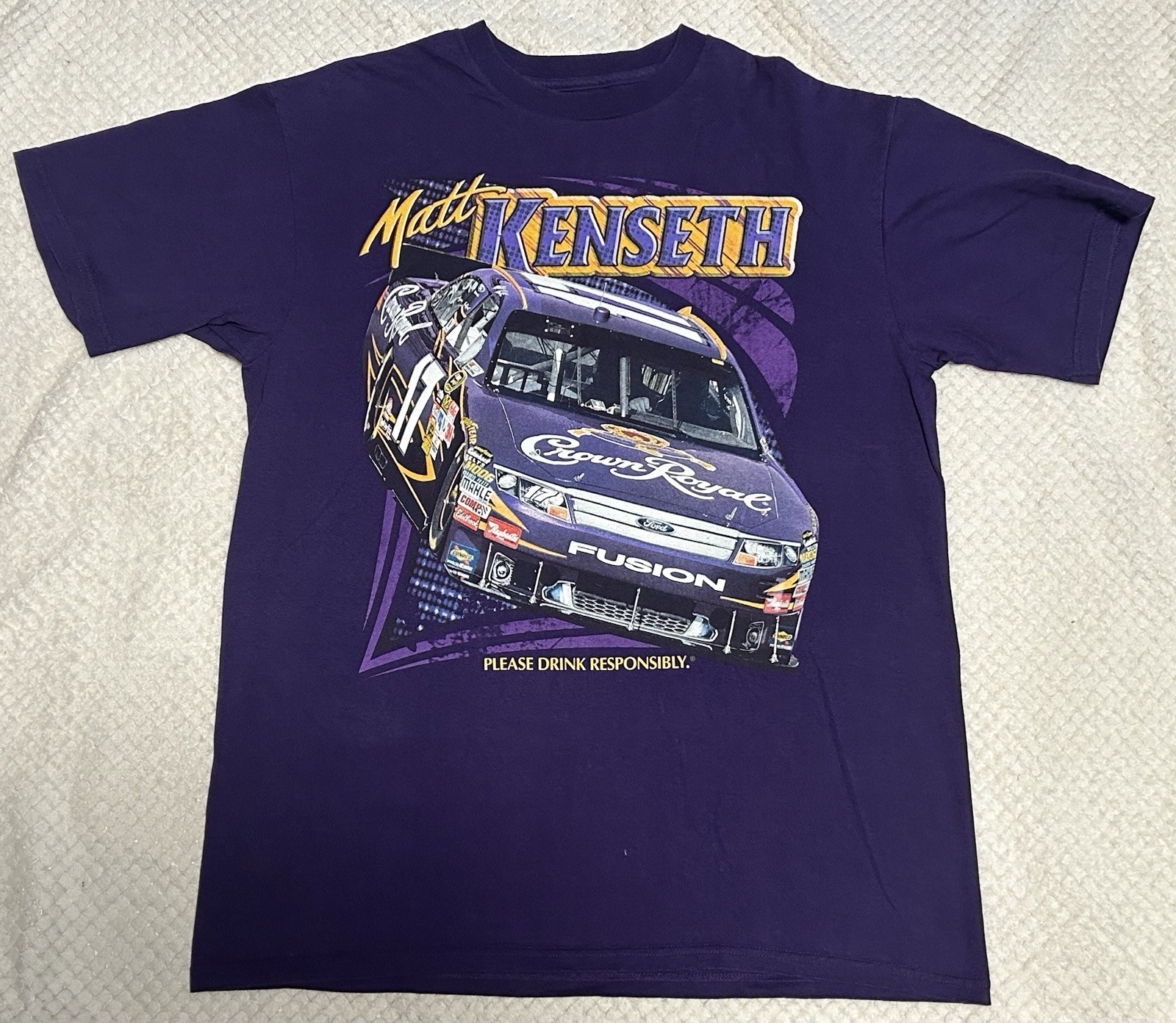 Matt Kenseth NASCAR T Shirt Royal Crown #17 Ford Roush Fenway Racing Mens Size L