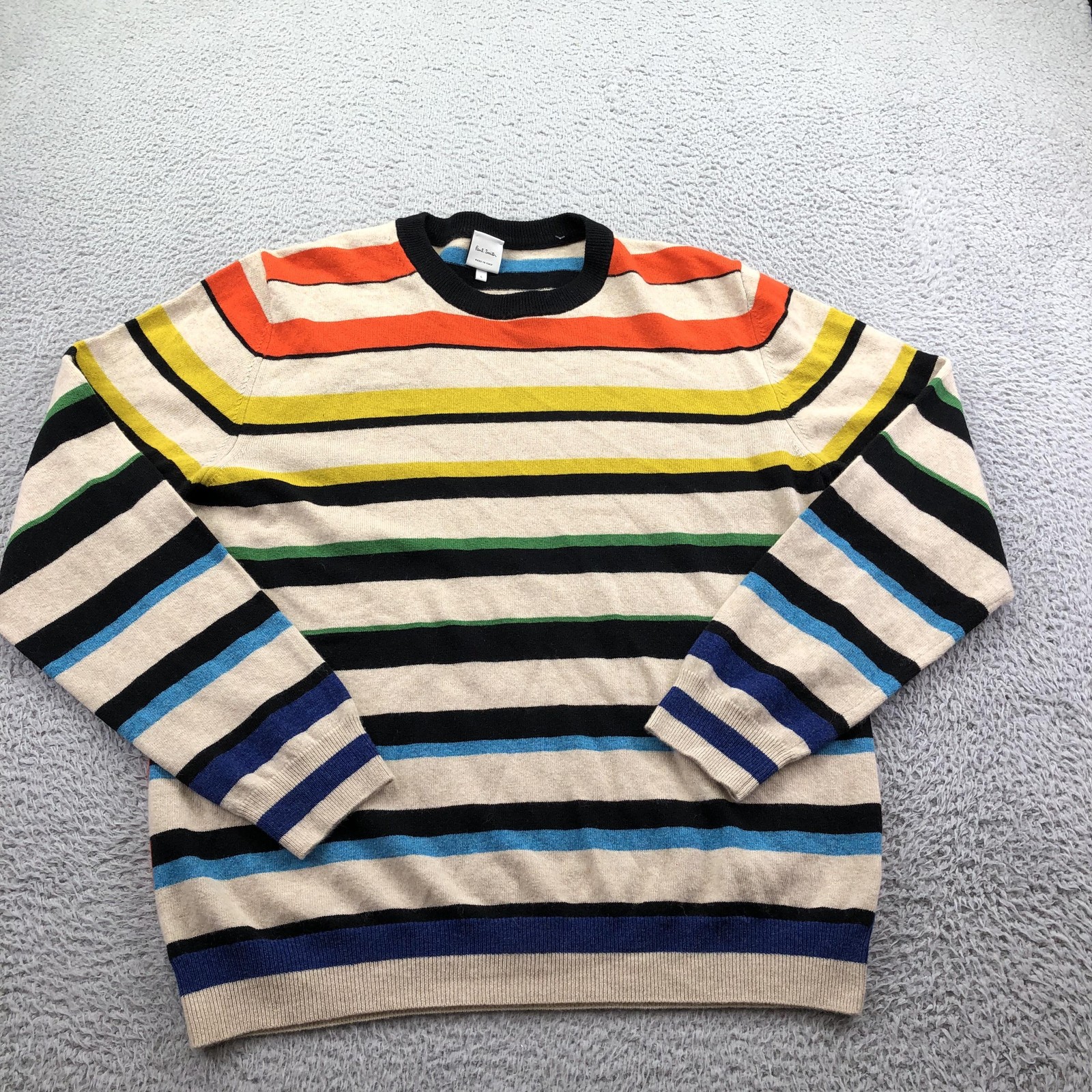 Paul Smith Sweater Mens Large Multicolor Stripe Knit Crewneck Pullover Italy
