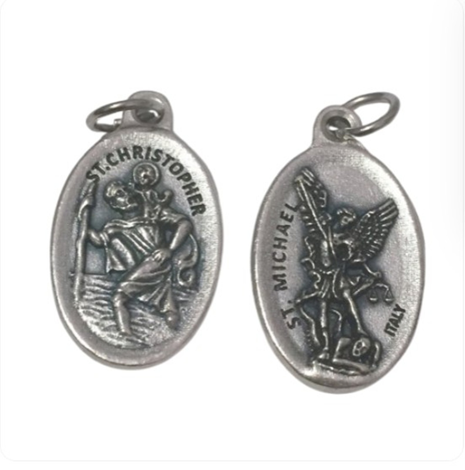 St Christopher St Michael Double Side 1 Inch Italian Medal Jewelry Charm