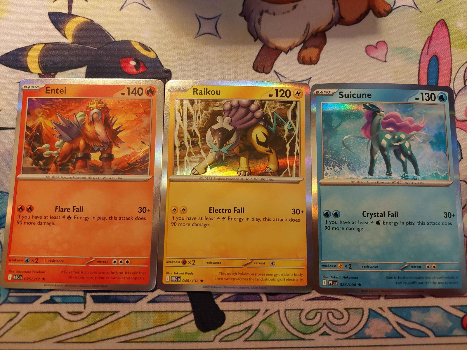 Raikou Suicune Entei  Pokemon Legendary Dogs HOLOS 3 Card Complete Set  NM