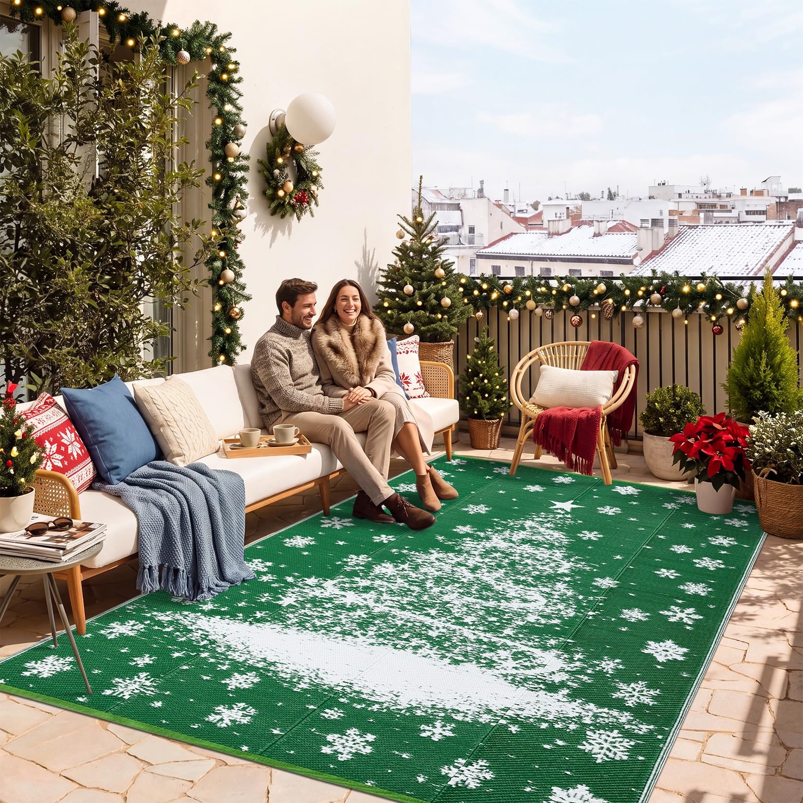 8x10/9x12/18/10x14/20FT Christmas Outdoor Mat Patio Rug Plastic Straw Waterproof