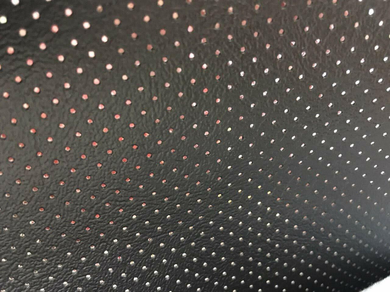 SHIP FOLDED PERFORATED Black faux leather vinyl commercial upholstery fabric 54\