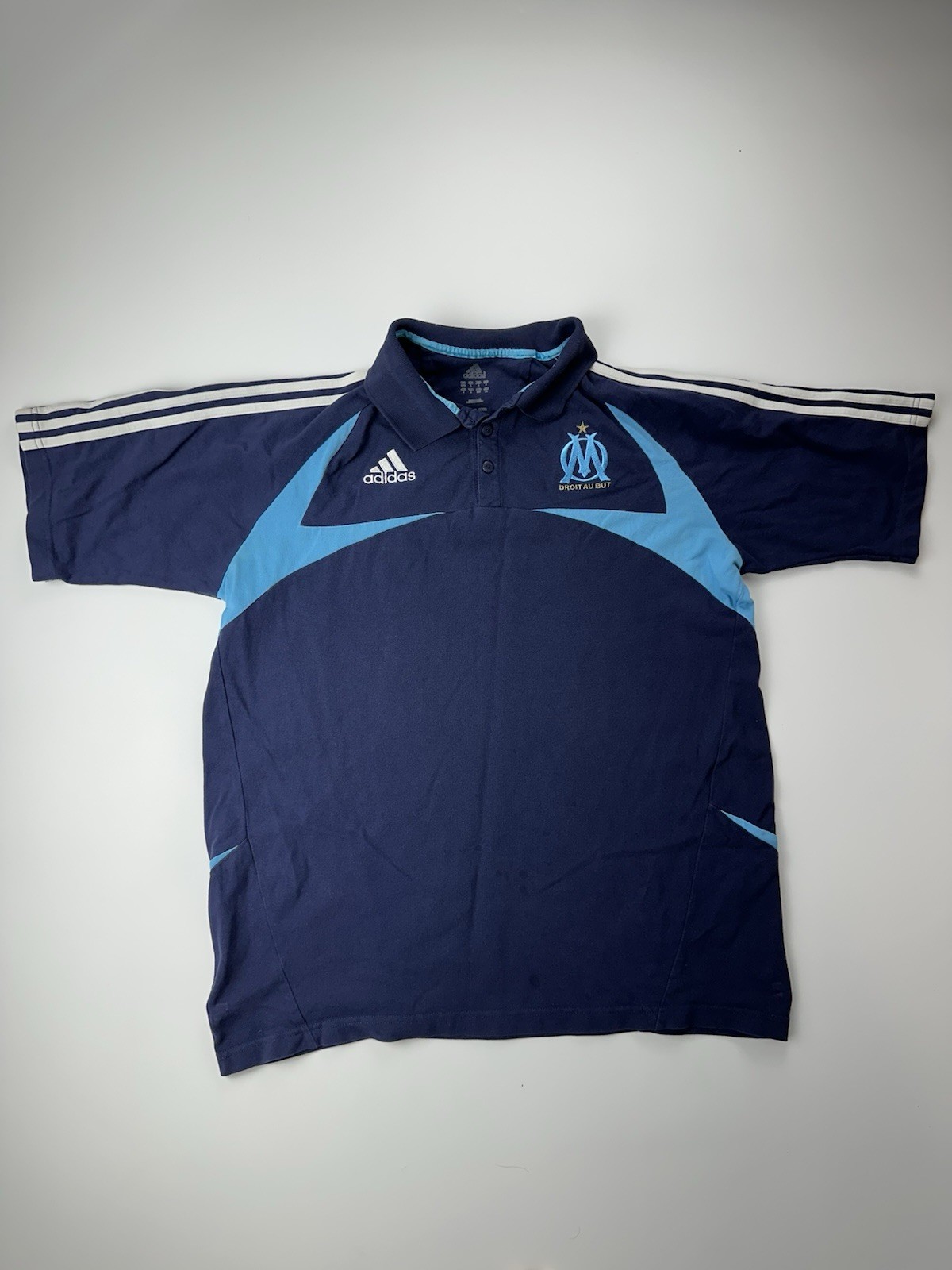 2007 Olympique Marseille Adidas Polo Shirt Men\'s Logos Soccer