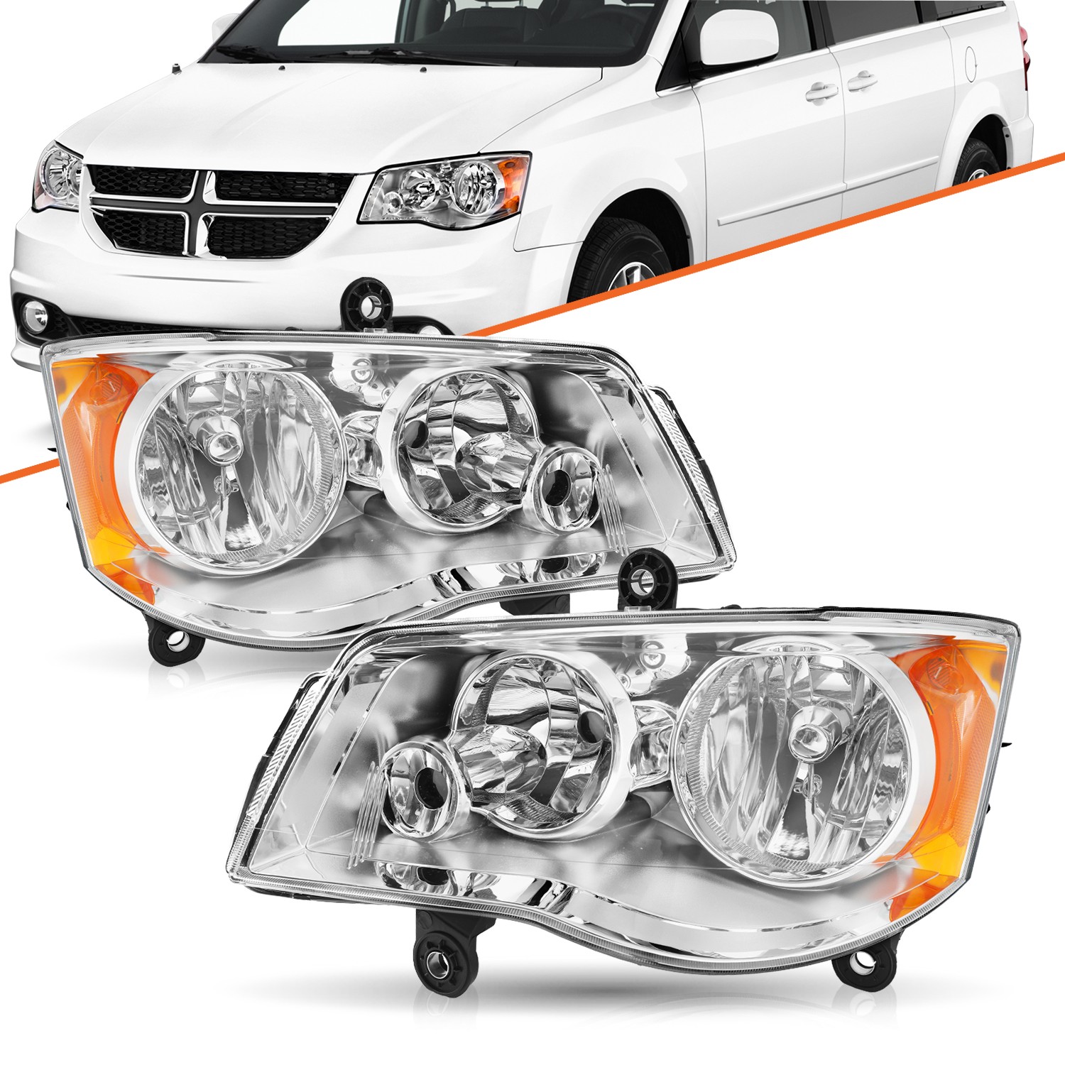 For 2008-2016 Chrysler Town&Country 2011-2020 Dodge Grand Caravan 2Pcs Headlight