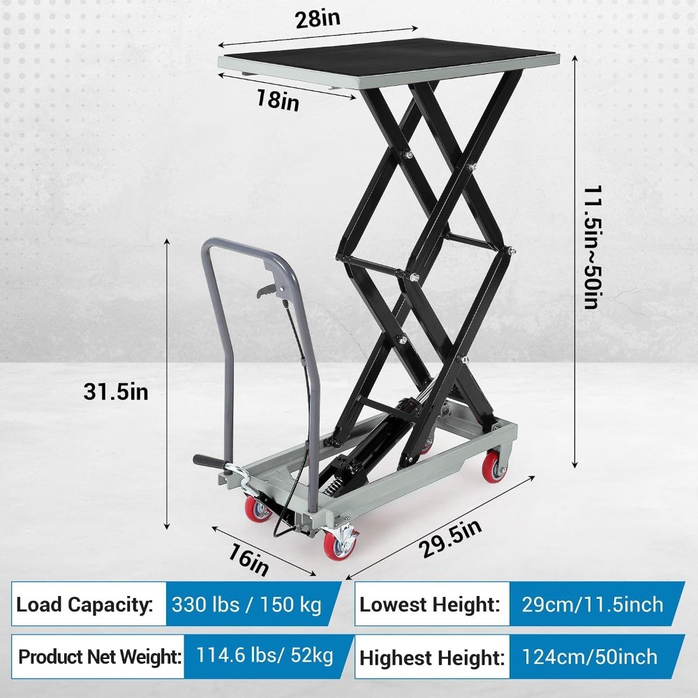 330-770 Lbs Hydraulic Lift Table Cart Double Scissor 14 330-770 Lbs Hydraulic Lift Table Cart Double Scissor 14