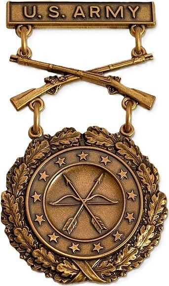 Army Excellence in Competion Bronze Rifle USA Made Military Badge 2 Pins Back Army Excellence in Competion Bronze Rifle USA Made Military Badge 2 Pins Back