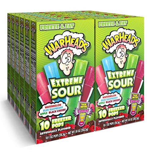 Warheads, Fat Free Freezer Pops, Assorted Flavors, Extreme Sour (12 Boxes, 10 -