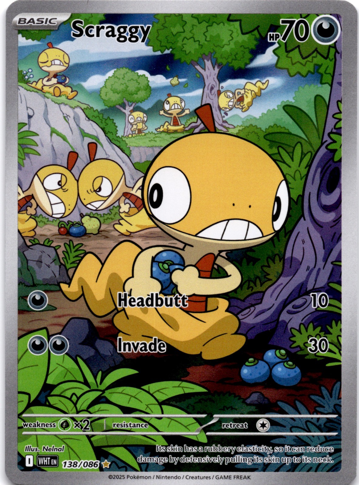 Scraggy Holo Illustration Rare SV: White Flare 138/086 NM Scraggy Holo Illustration Rare SV: White Flare 138/086 NM