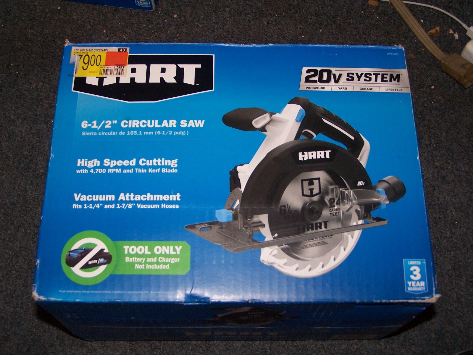 HART HPSK01 20-Volt Brushless 6 1/2 Inch Circular Saw - Tool Only No Battery