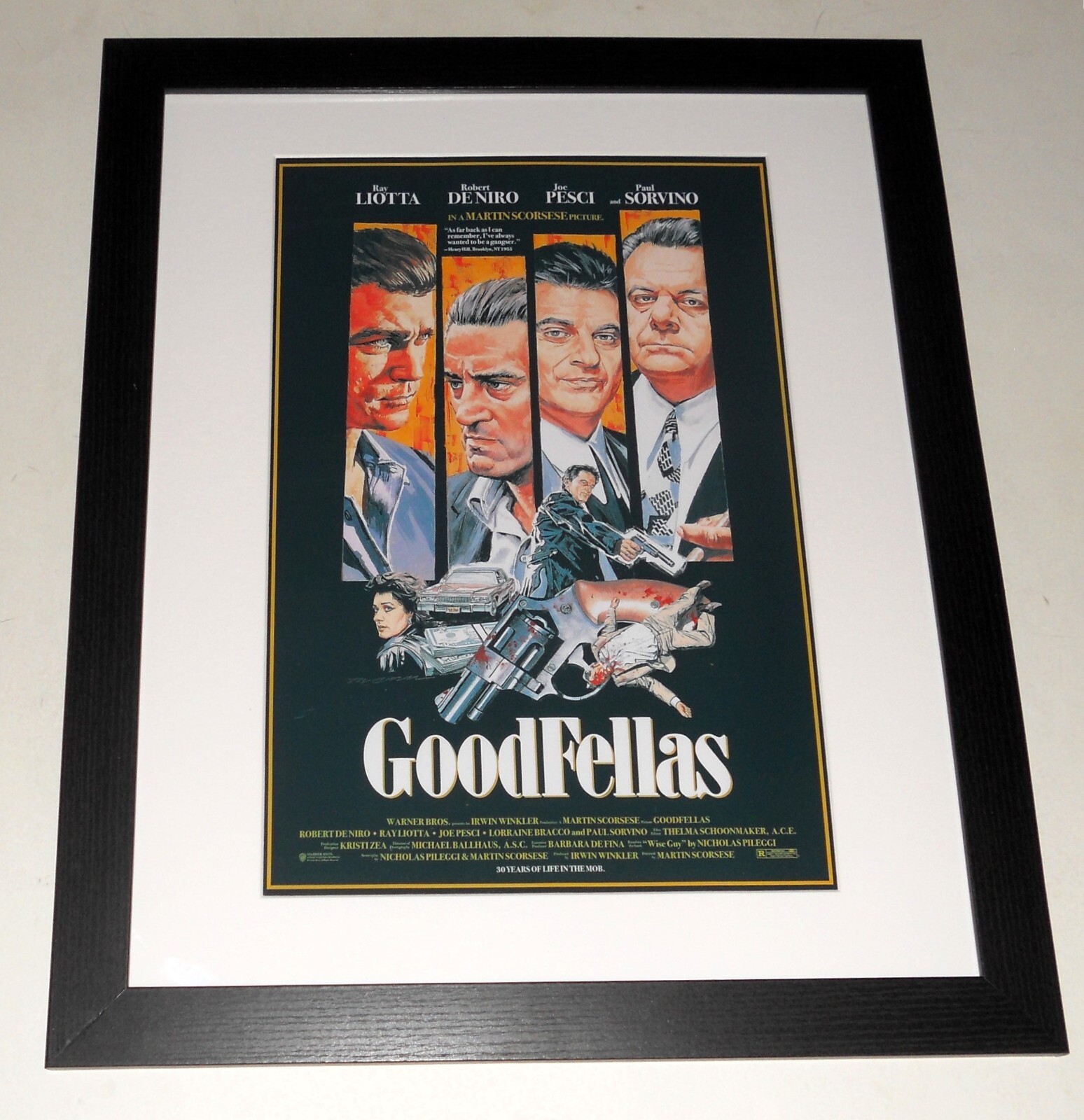 Large Framed Goodfellas 1990 Joe Pesci, Ray Liotta, Robert Deniro Poster 23