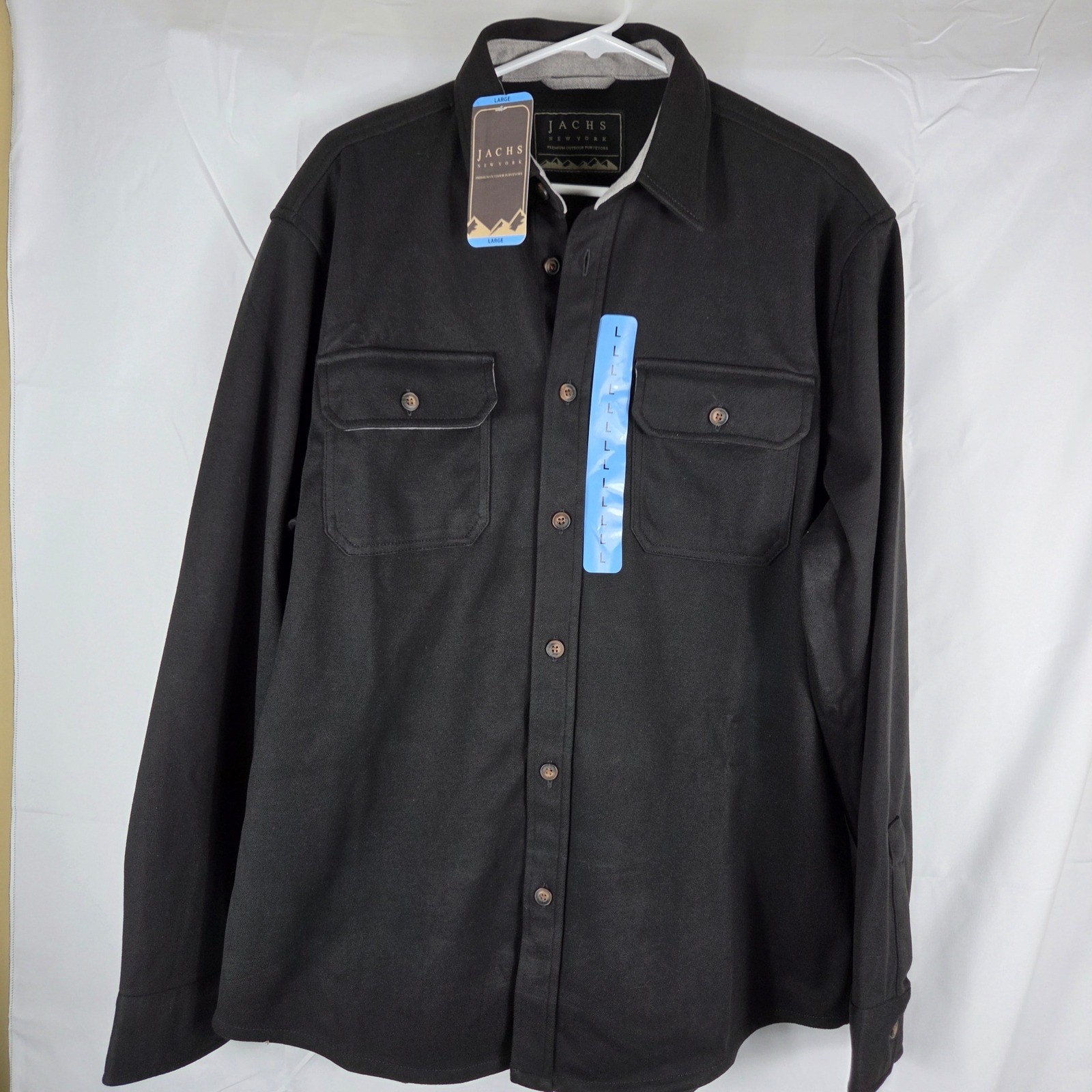 Jachs New York Mens Black Overshirt Button Up Shirt Jacket Large NWT