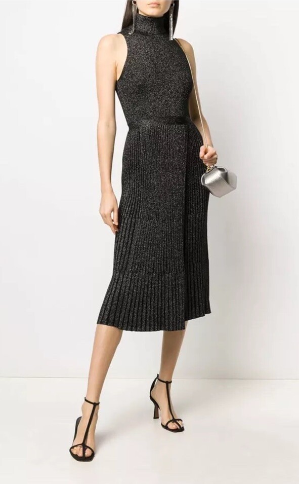 Diane Von Furstenberg DVF Lennon Metallic Wool Dress Black/Silver Small Nwt Diane Von Furstenberg DVF Lennon Metallic Wool Dress Black/Silver Small Nwt