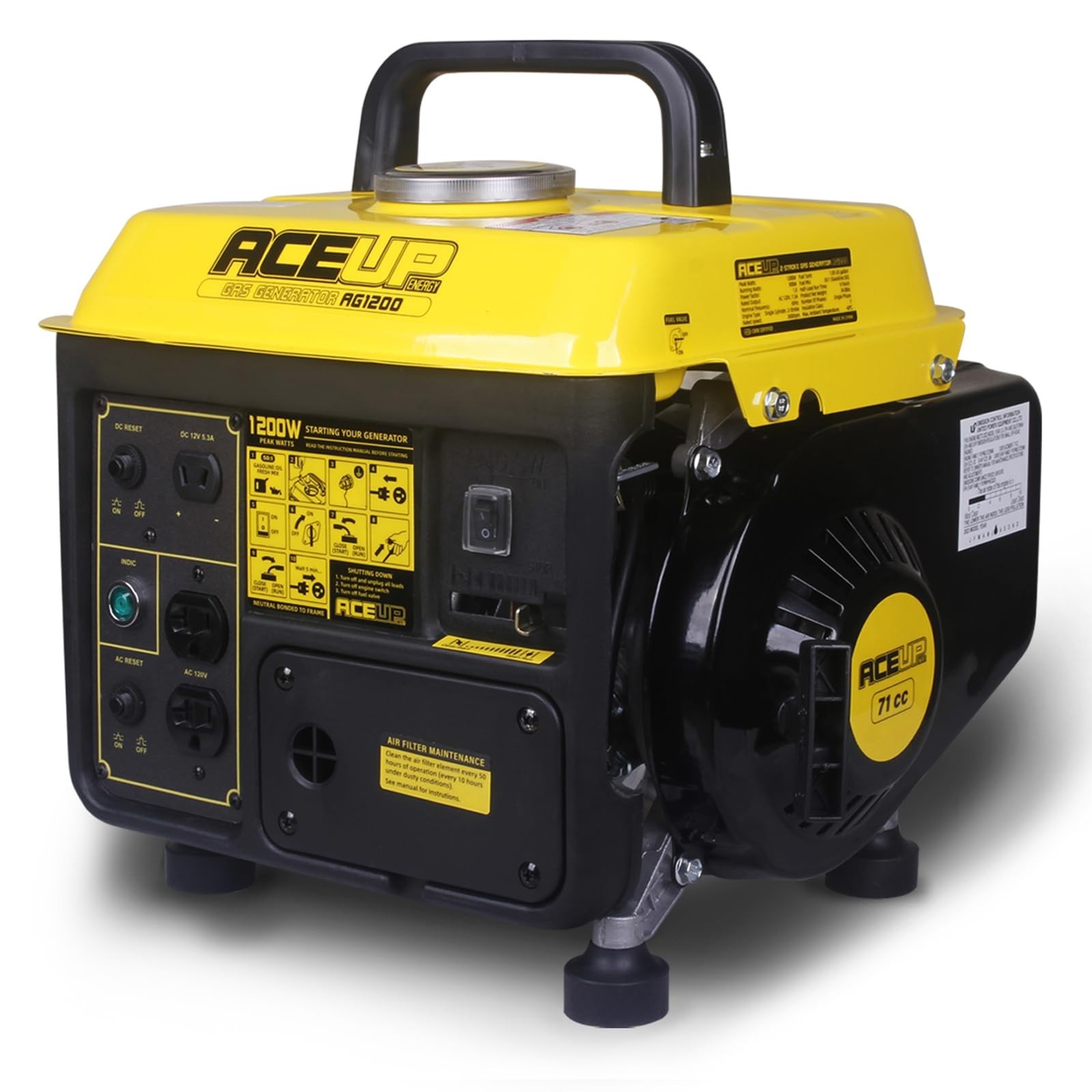 Aceup Energy 1200W Ultralight Portable Gas Generator, EPA & CARB Compliant 1000W Aceup Energy 1200W Ultralight Portable Gas Generator, EPA & CARB Compliant 1000W