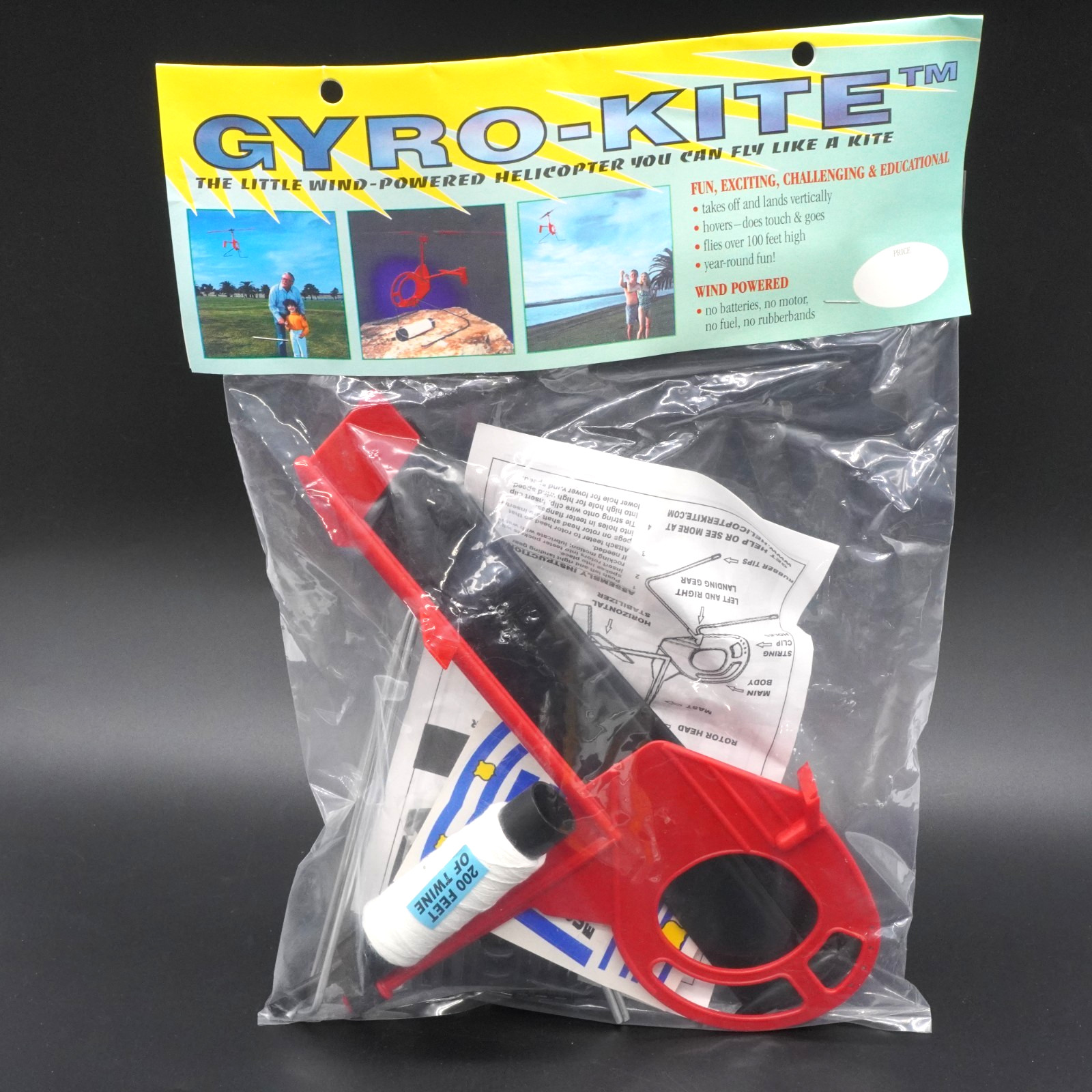 Gyro-Kite Vintage RED 1996 Wind Powered Gyroplane w/ Black Rotors- Sealed NOS Gyro-Kite Vintage RED 1996 Wind Powered Gyroplane w/ Black Rotors- Sealed NOS