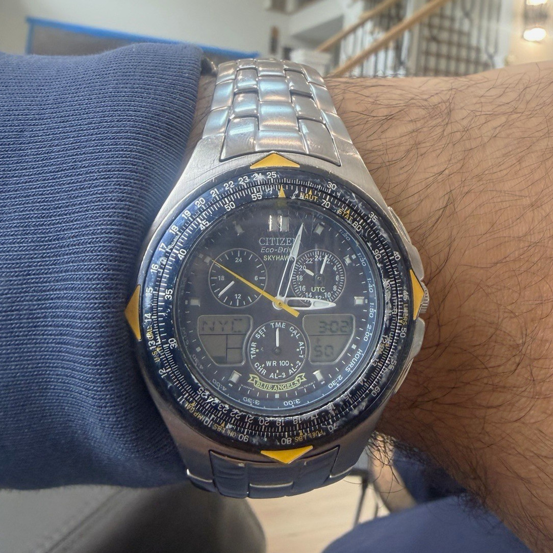 Citizen Eco-Drive Blue Angels Quartz Ana-Digi Chrono Date Steel WR200m Citizen Eco-Drive Blue Angels Quartz Ana-Digi Chrono Date Steel WR200m