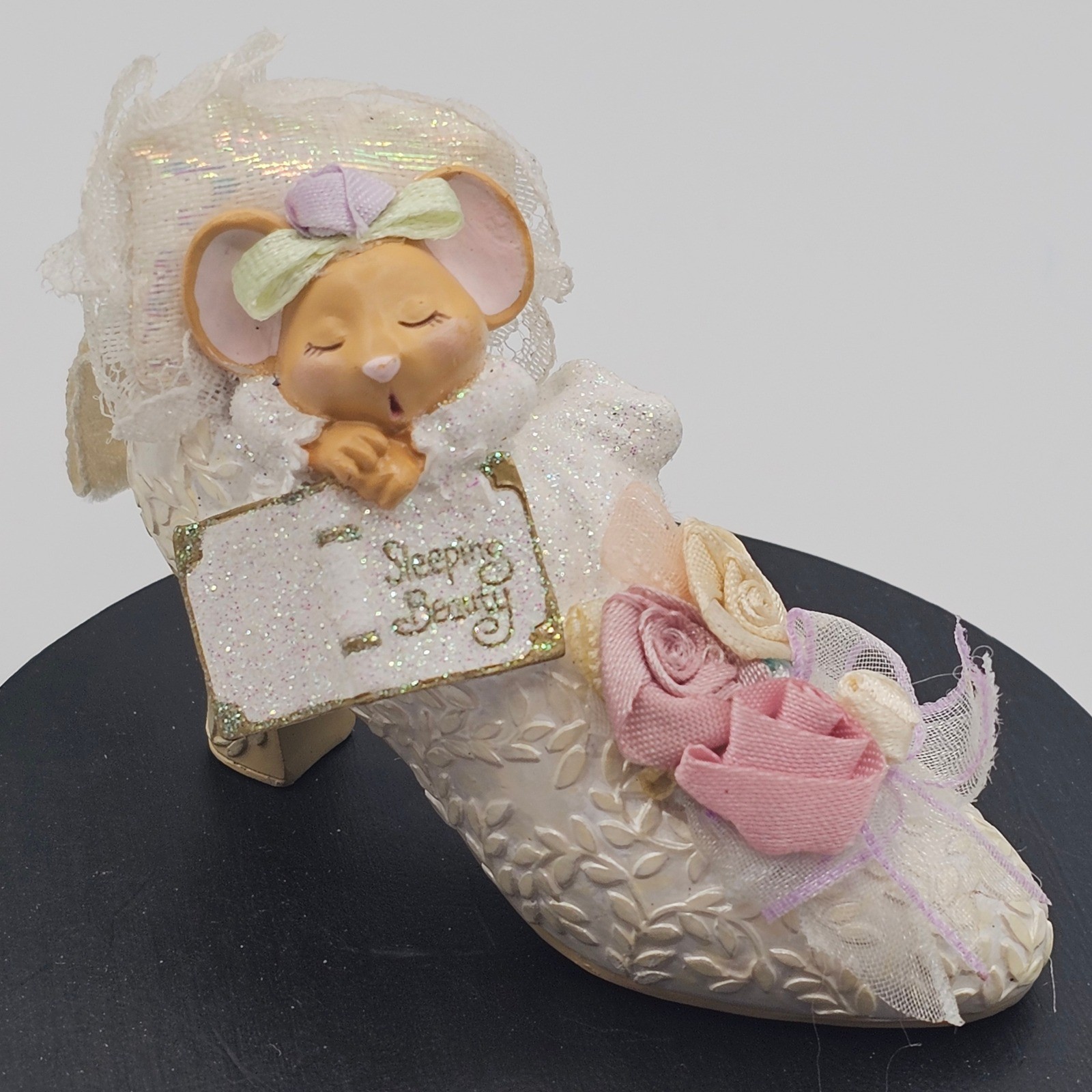 VTG AGC 2002 Sleeping Beauty Mouse In Shoe Iridescent Sheen Princess Y2K Decor