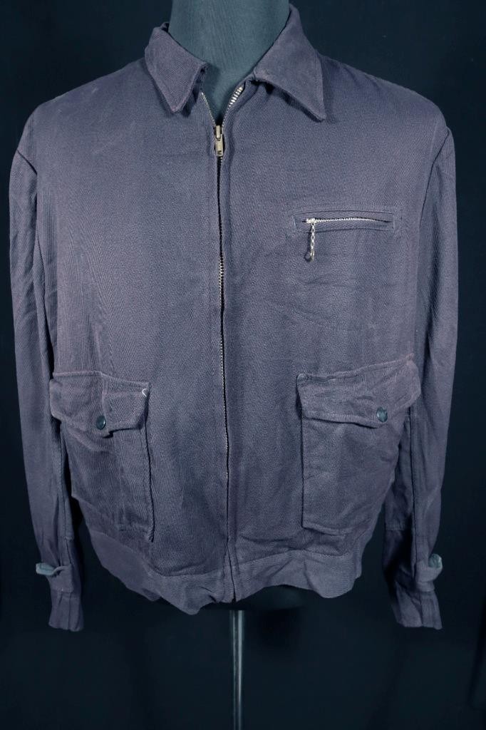 Collectable Vintage 1940\'s Blue Herringbone  Gabardine Jacket Size L Exc Cond