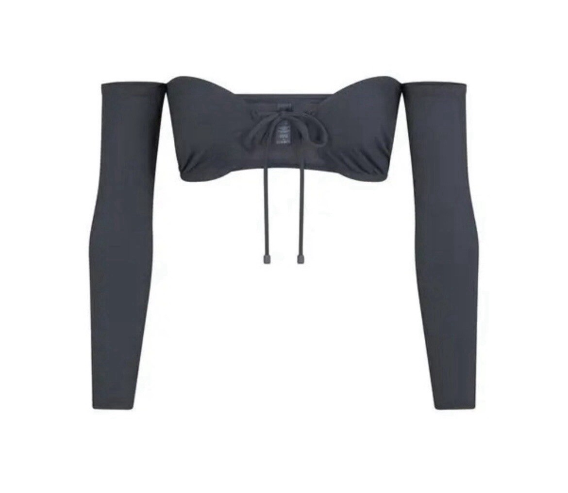 Skims Swim Nwt Skims Swim Long Sleeve Bikini Top Gunmetal Size XL new with tags Skims Swim Nwt Skims Swim Long Sleeve Bikini Top Gunmetal Size XL new with tags