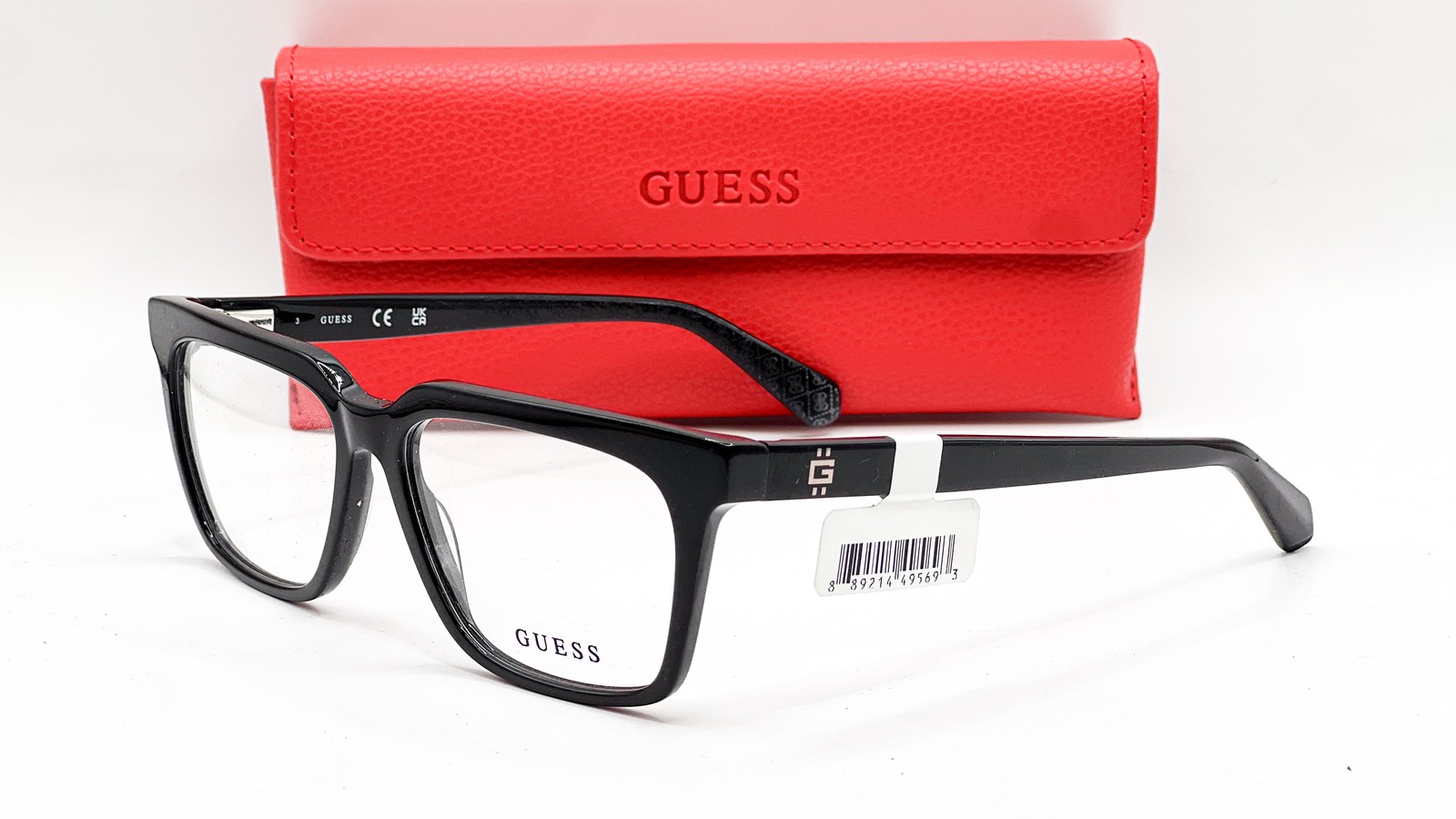 NEW GUESS GU50133 001 SHINY BLACK AUTHENTIC EYEGLASSES W CASE 55-15