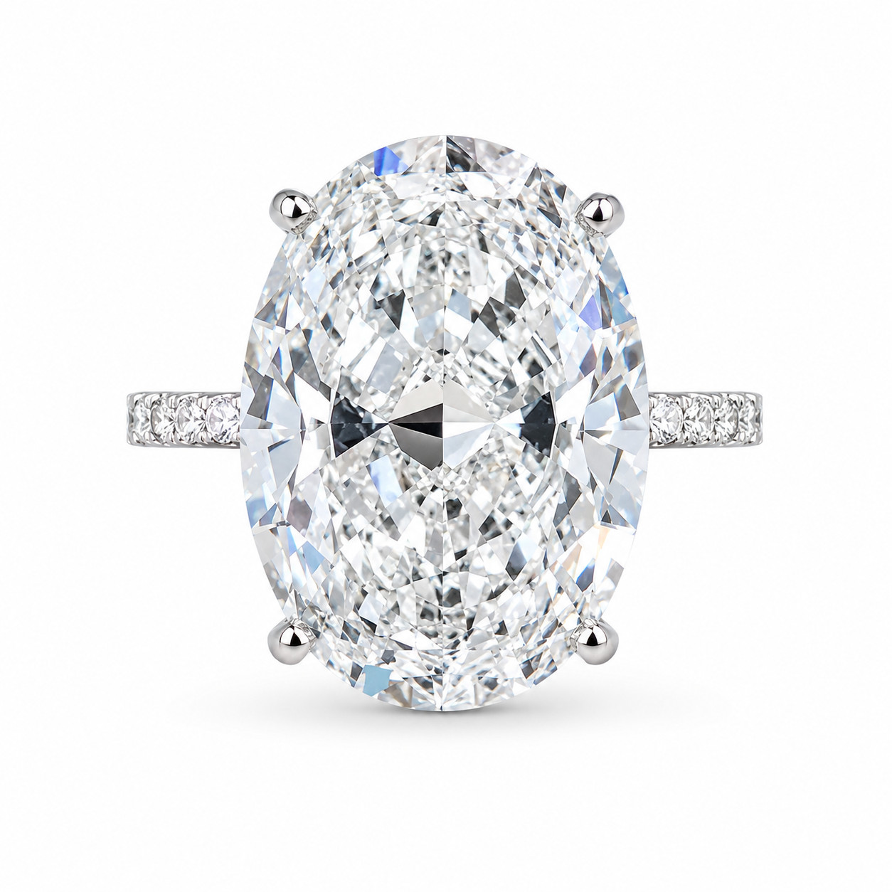 Elegant Oval Cut Certified 5.20 Ct White Diamond Solitaire Ring-FREE Studs