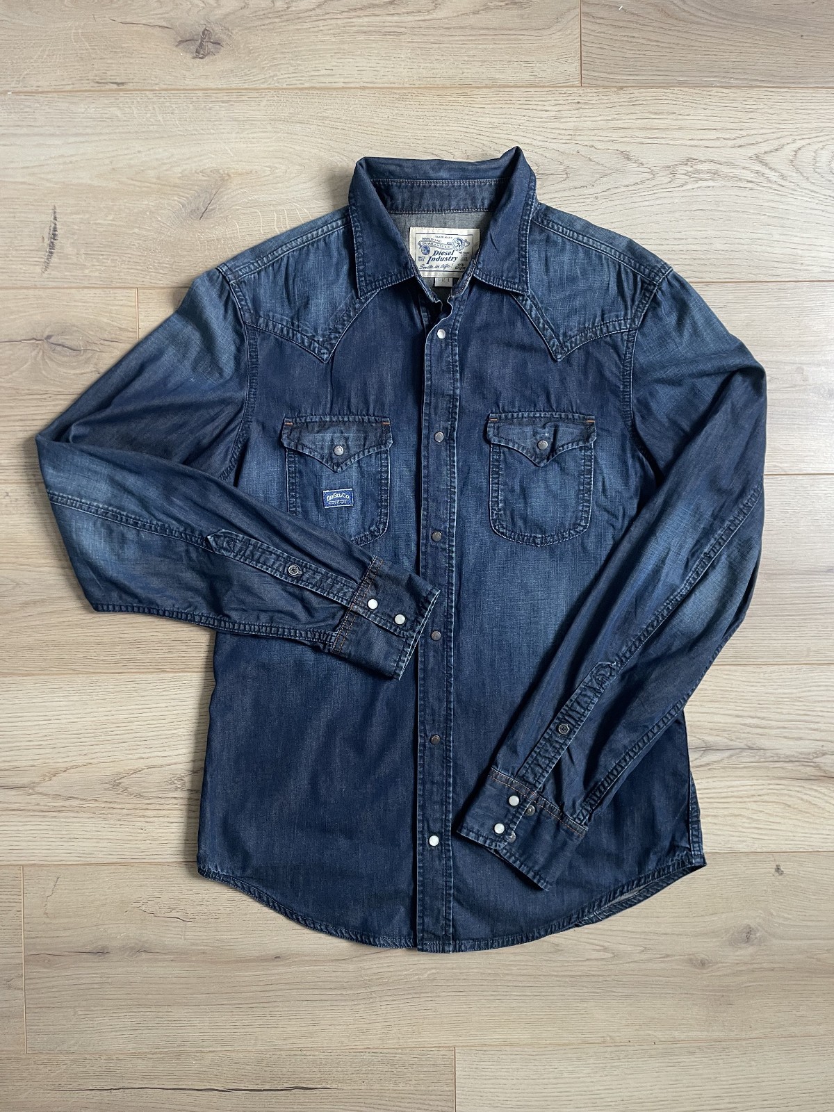 Diesel Industry Men\'s L Denim Western Shirt Blue Y2K