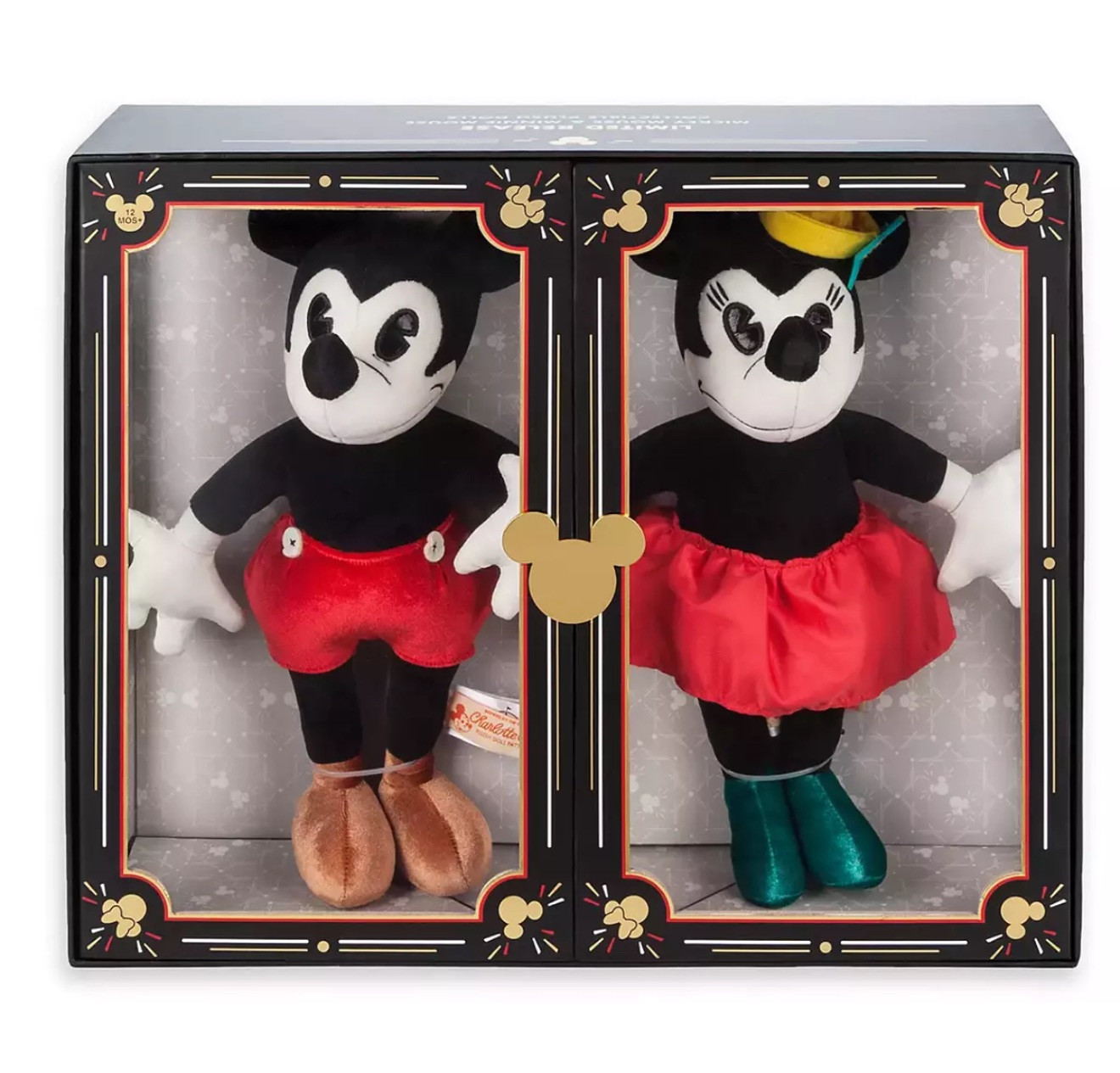 New Disney Limited Release Vintage 90th Anniversary Mickey Minnie Plush Doll Set New Disney Limited Release Vintage 90th Anniversary Mickey Minnie Plush Doll Set